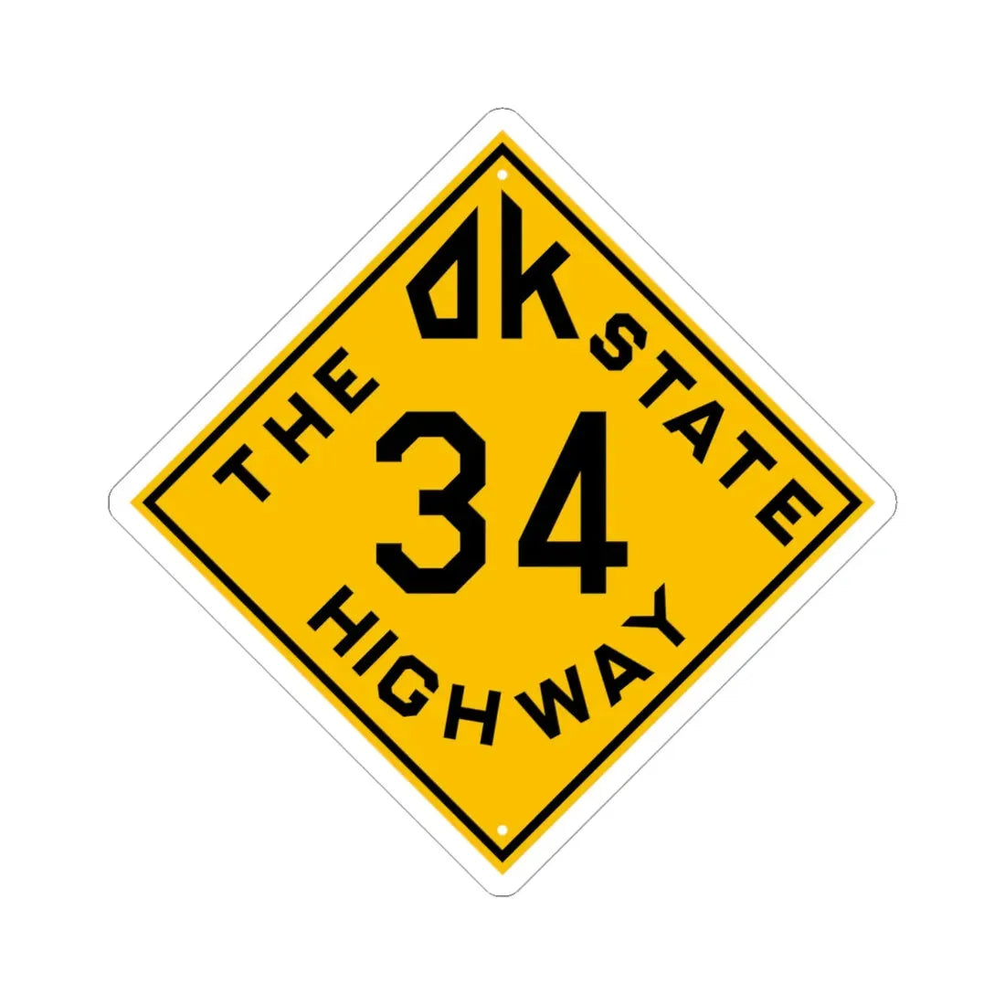 Oklahoma 34 1924 (Oklahoma) (Road Sign) STICKER Vinyl Kiss-Cut Decal 4 Inch White - The Sticker Space