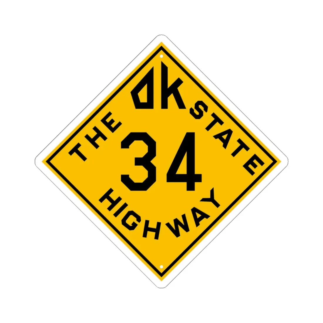 Oklahoma 34 1924 (Oklahoma) (Road Sign) STICKER Vinyl Kiss-Cut Decal 6 Inch White - The Sticker Space