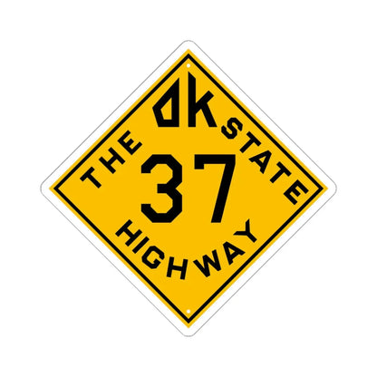 Oklahoma 37 1924 (Oklahoma) (Road Sign) STICKER Vinyl Kiss-Cut Decal 6 Inch White - The Sticker Space