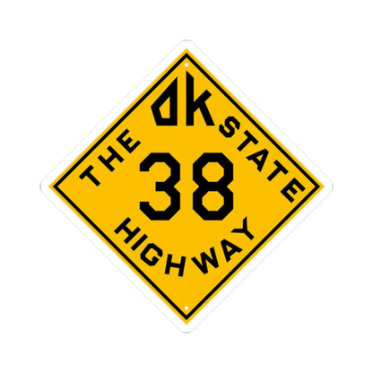 Oklahoma 38 1924 (Oklahoma) (Road Sign) STICKER Vinyl Kiss-Cut Decal 2 Inch White - The Sticker Space