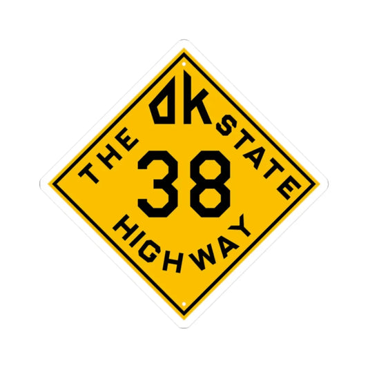 Oklahoma 38 1924 (Oklahoma) (Road Sign) STICKER Vinyl Kiss-Cut Decal 2 Inch White - The Sticker Space