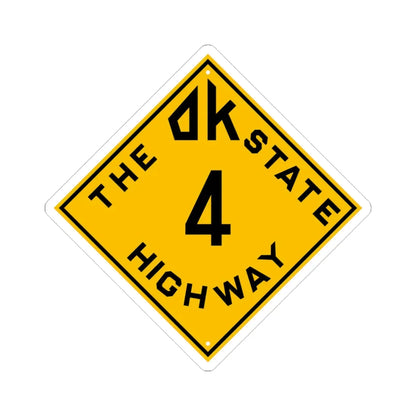Oklahoma 4 1924 (Oklahoma) (Road Sign) STICKER Vinyl Kiss-Cut Decal 3 Inch White - The Sticker Space