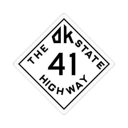 Oklahoma 41 1948 (Oklahoma) (Road Sign) STICKER Vinyl Kiss-Cut Decal 4 Inch White - The Sticker Space