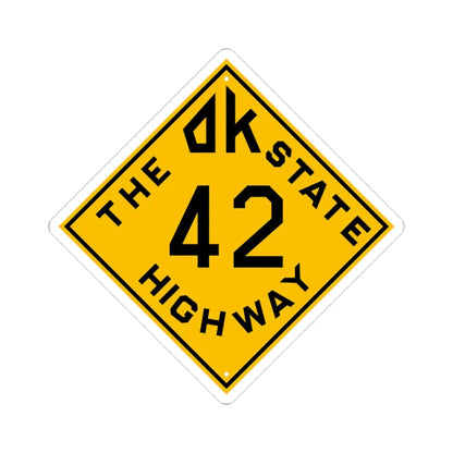 Oklahoma 42 1924 (Oklahoma) (Road Sign) STICKER Vinyl Kiss-Cut Decal 3 Inch White - The Sticker Space