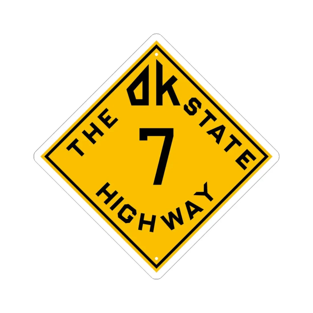 Oklahoma 7 1924 (Oklahoma) (Road Sign) STICKER Vinyl Kiss-Cut Decal 4 Inch White - The Sticker Space