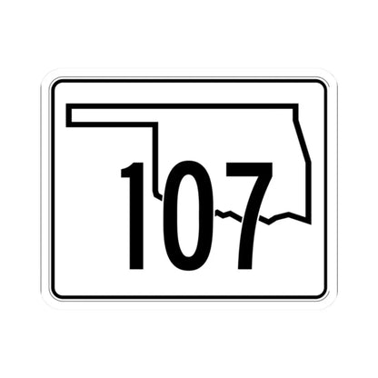 Oklahoma State Highway 107 (Oklahoma) (Road Sign) STICKER Vinyl Kiss-Cut Decal 2 Inch White - The Sticker Space