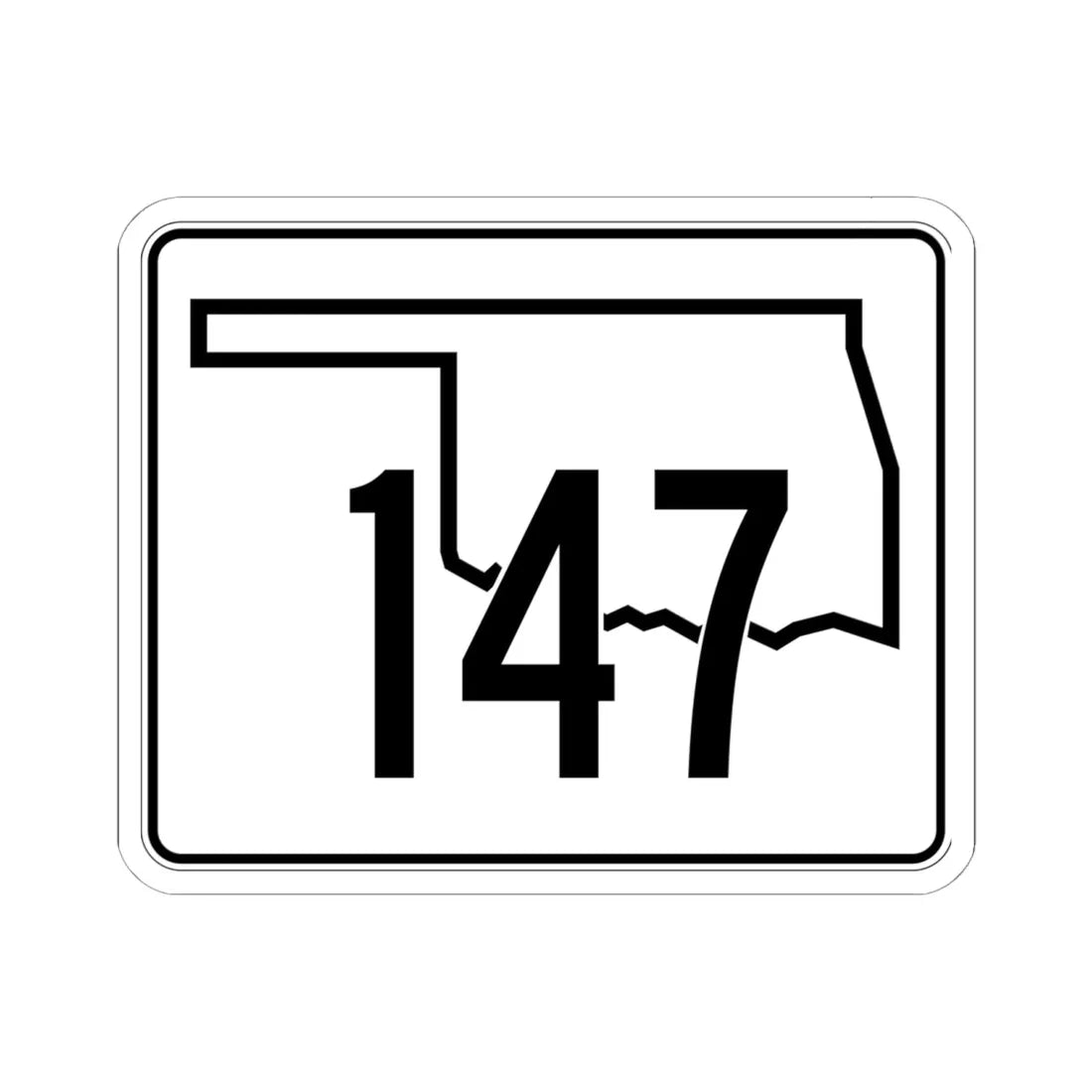 Oklahoma State Highway 147 (Oklahoma) (Road Sign) STICKER Vinyl Kiss-Cut Decal 6 Inch White - The Sticker Space