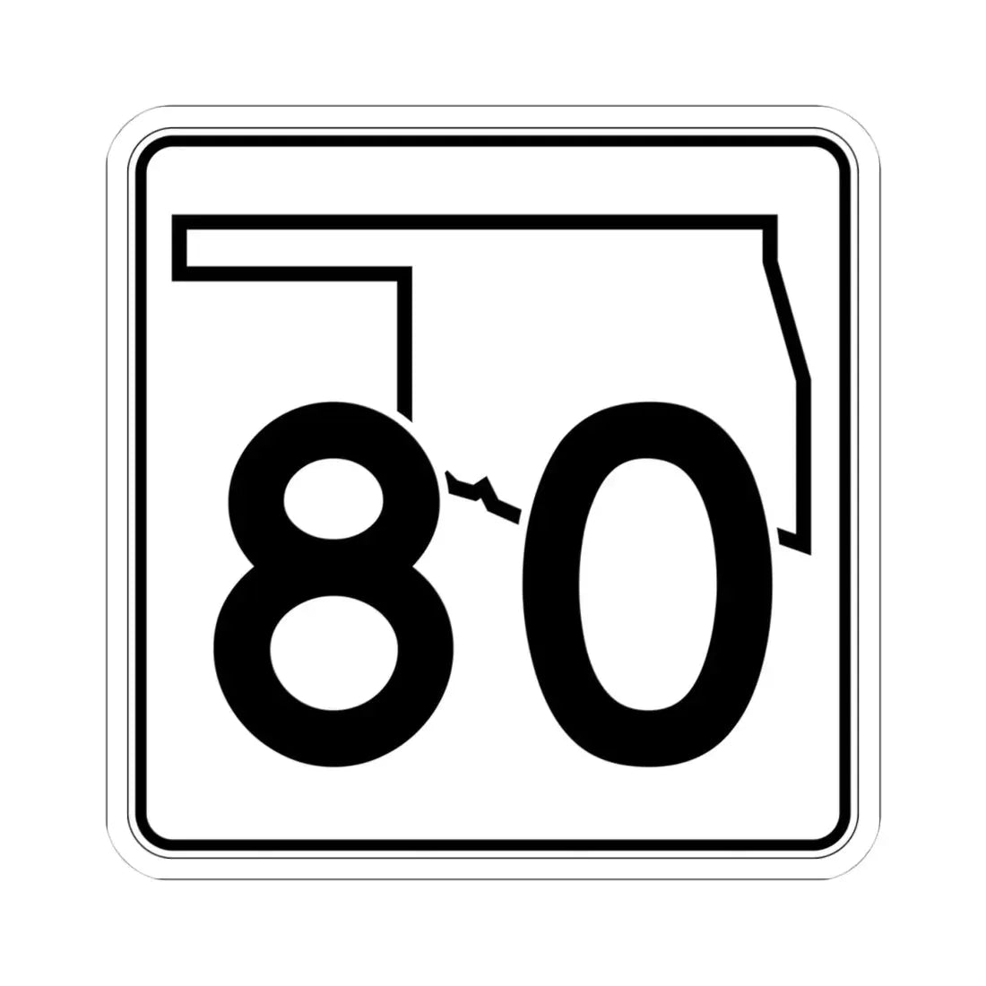Oklahoma State Highway 80 (Oklahoma) (Road Sign) STICKER Vinyl Kiss-Cut Decal 4 Inch White - The Sticker Space
