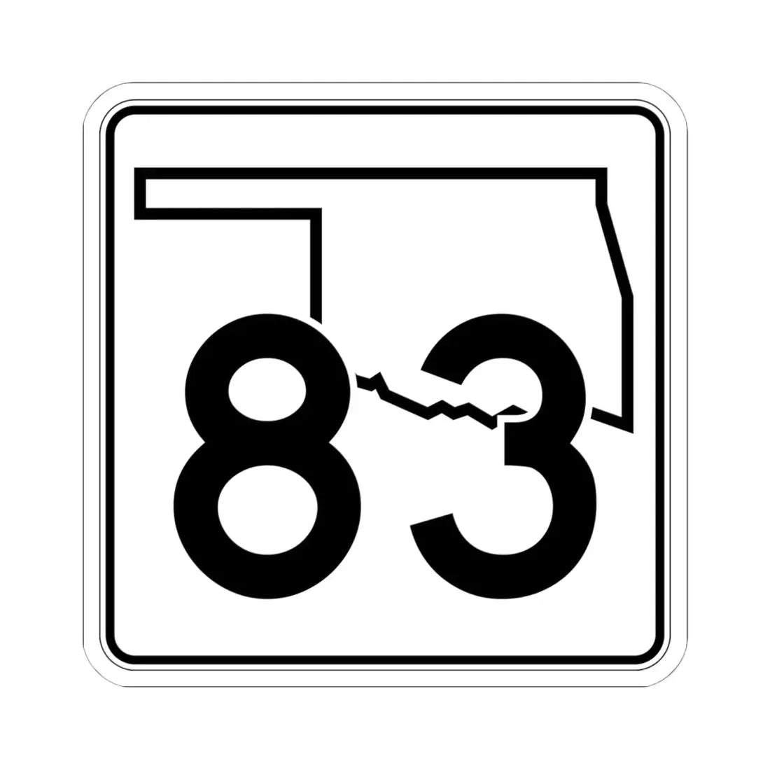 Oklahoma State Highway 83 (Oklahoma) (Road Sign) STICKER Vinyl Kiss-Cut Decal 6 Inch White - The Sticker Space