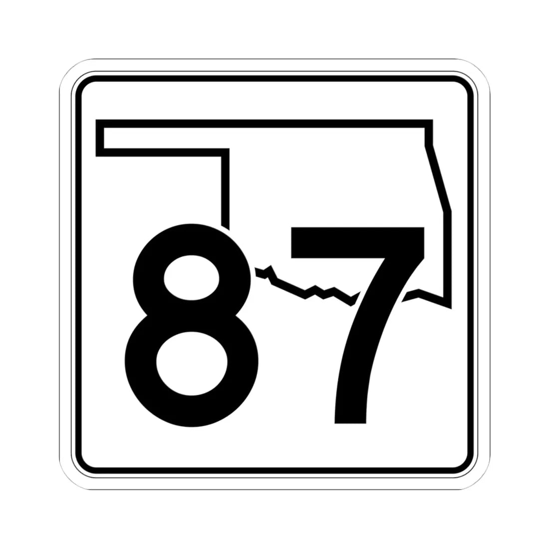 Oklahoma State Highway 87 (Oklahoma) (Road Sign) STICKER Vinyl Kiss-Cut Decal 4 Inch White - The Sticker Space