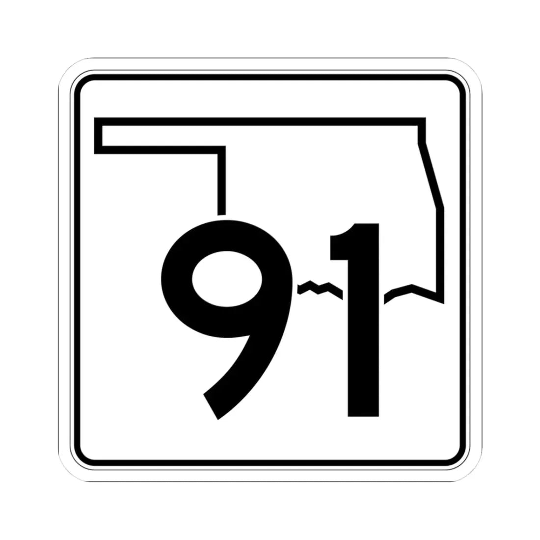Oklahoma State Highway 91 (Oklahoma) (Road Sign) STICKER Vinyl Kiss-Cut Decal 3 Inch White - The Sticker Space