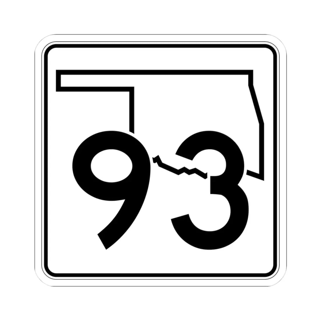 Oklahoma State Highway 93 (Oklahoma) (Road Sign) STICKER Vinyl Kiss-Cut Decal 3 Inch White - The Sticker Space