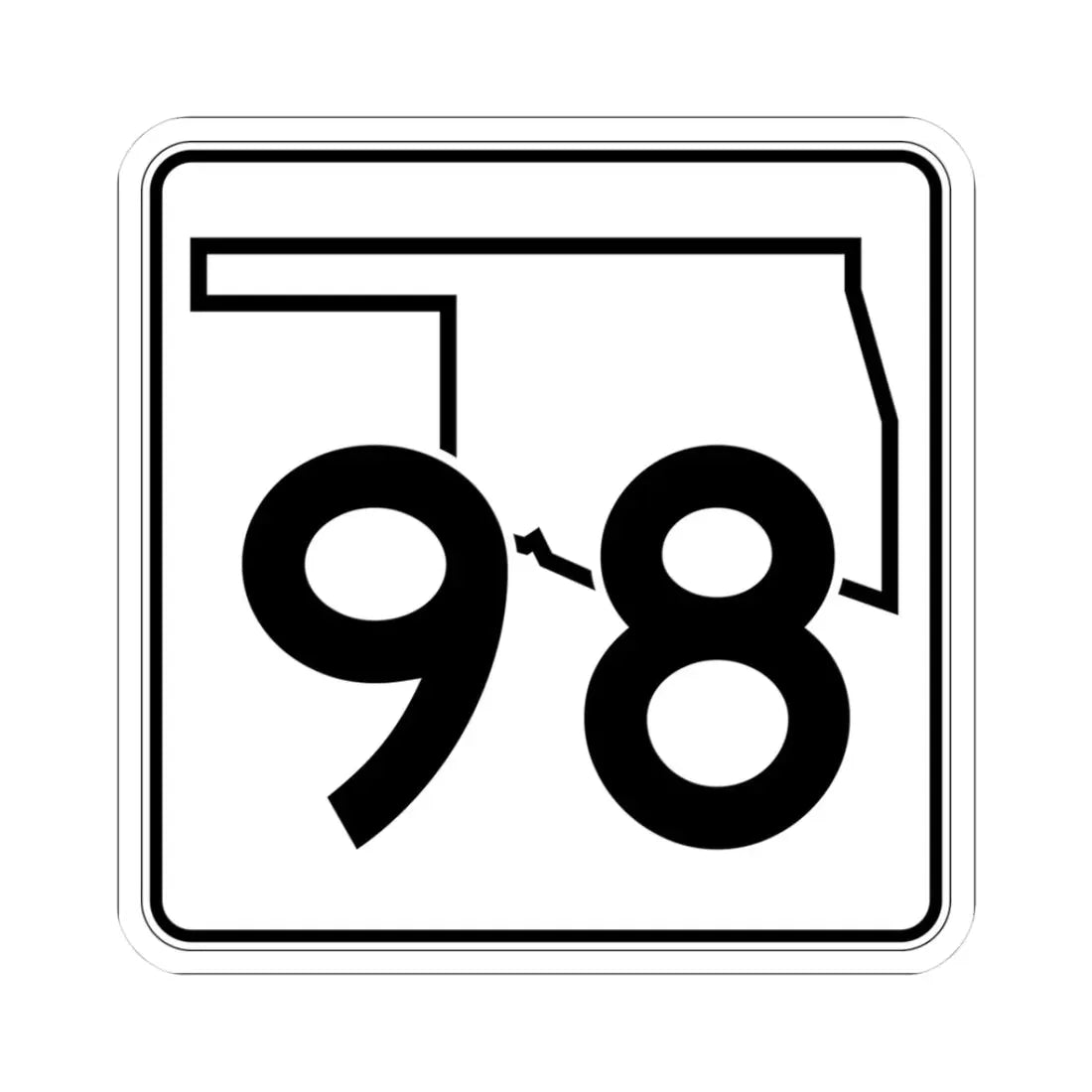 Oklahoma State Highway 98 (Oklahoma) (Road Sign) STICKER Vinyl Kiss-Cut Decal 3 Inch White - The Sticker Space
