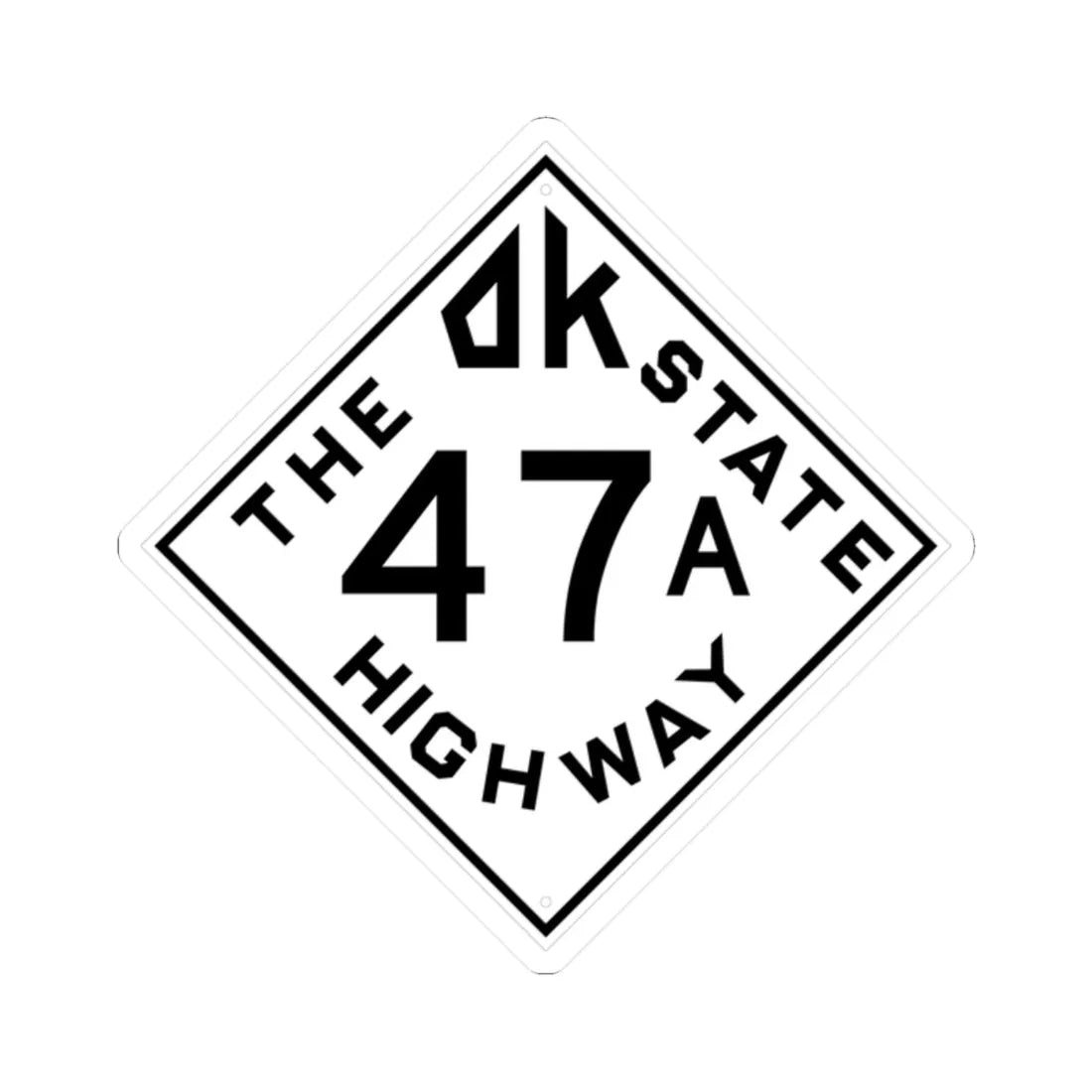 Oklahoma template 1948 spur (Oklahoma) (Road Sign) STICKER Vinyl Kiss-Cut Decal 2 Inch White - The Sticker Space