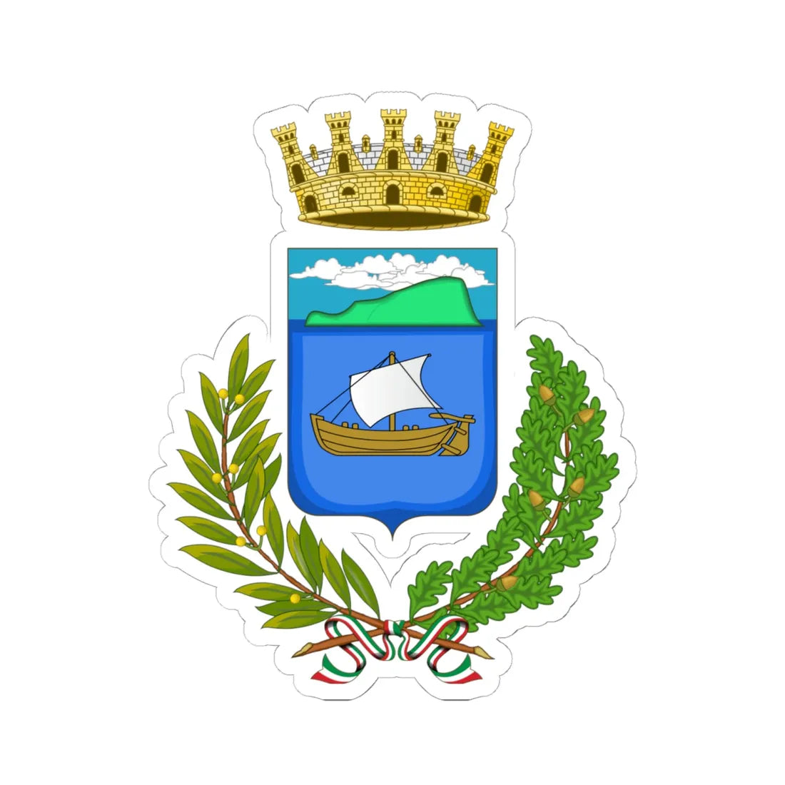 Olbia-Stemma (Italy) (Coat of Arms) STICKER Vinyl Kiss-Cut Decal 6 Inch White - The Sticker Space