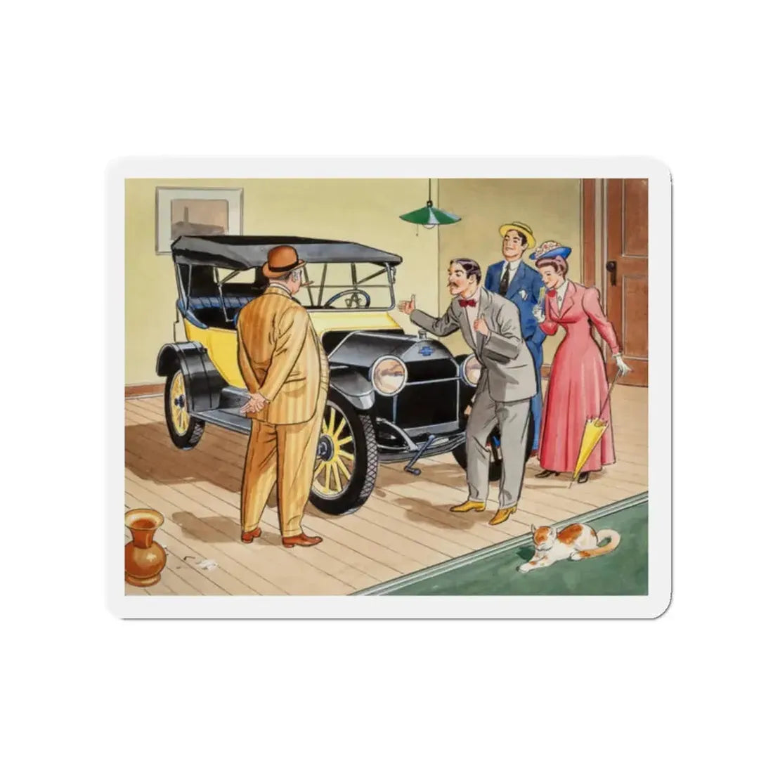 Old Chevy Touring Car (Magazine Illustration) Refrigerator Magnet 2 Inch - The Sticker Space