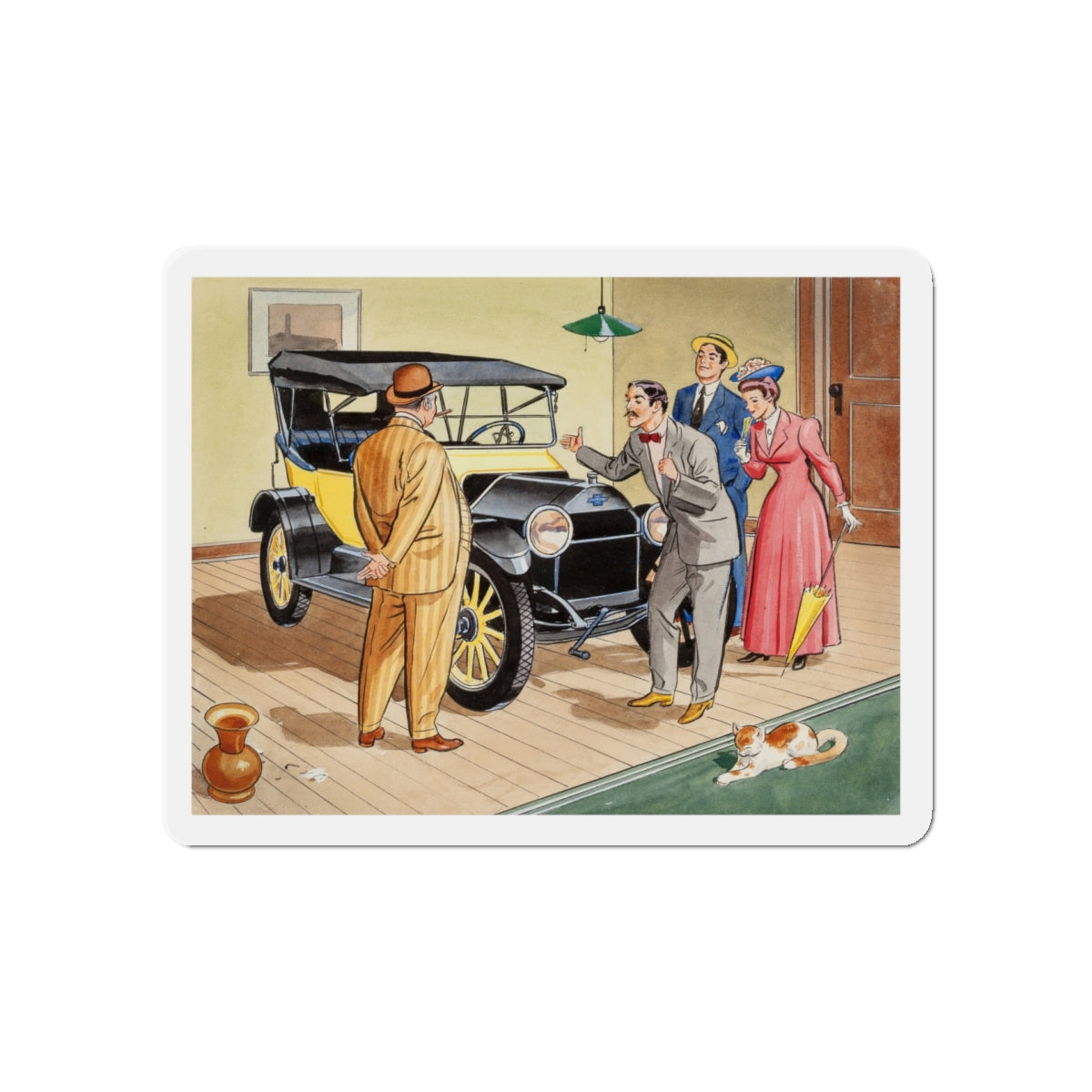 Old Chevy Touring Car (Magazine Illustration) Refrigerator Magnet-5" x 5"-The Sticker Space