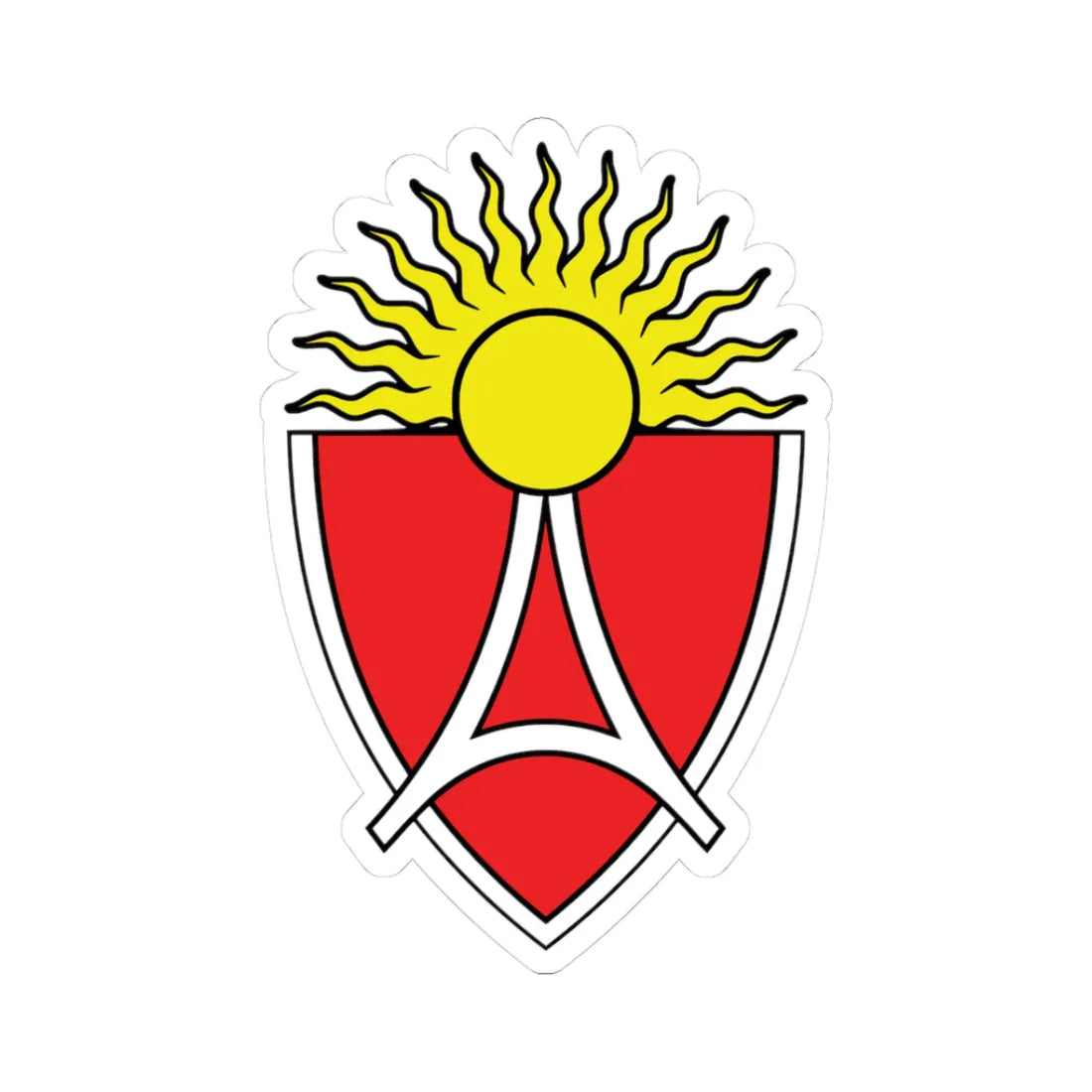 Old coat of arms of Aerodrom Municipality (North Macedonia) (Coat of Arms) STICKER Vinyl Kiss-Cut Decal 3 Inch White - The Sticker Space