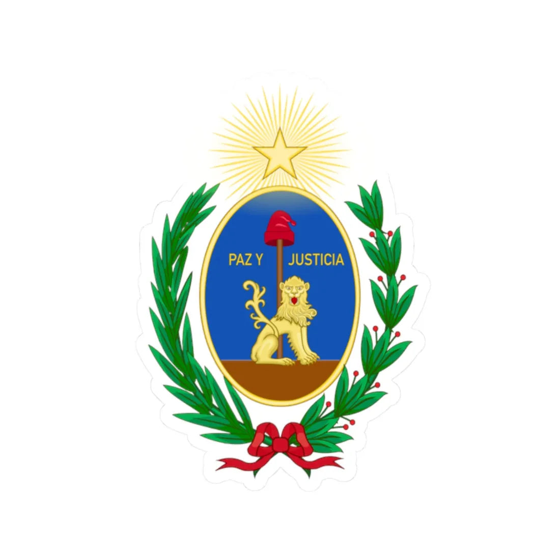 Old Coat of Arms of Paraguay (Paraguay) (Coat of Arms) STICKER Vinyl Kiss-Cut Decal 2 Inch White - The Sticker Space