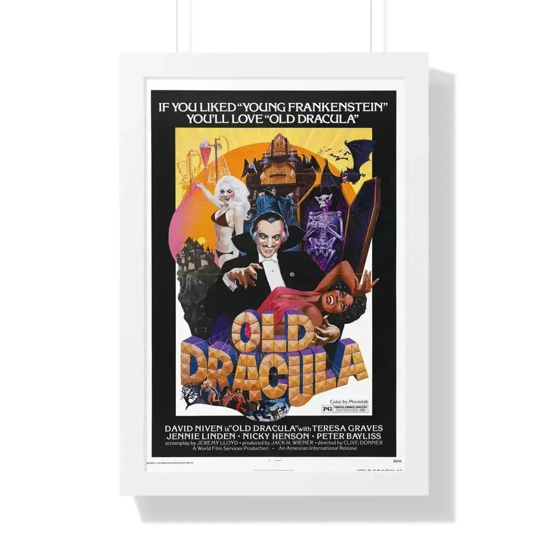 OLD DRACULA 1974 - Framed Movie Poster 16″ x 24″ White - The Sticker Space