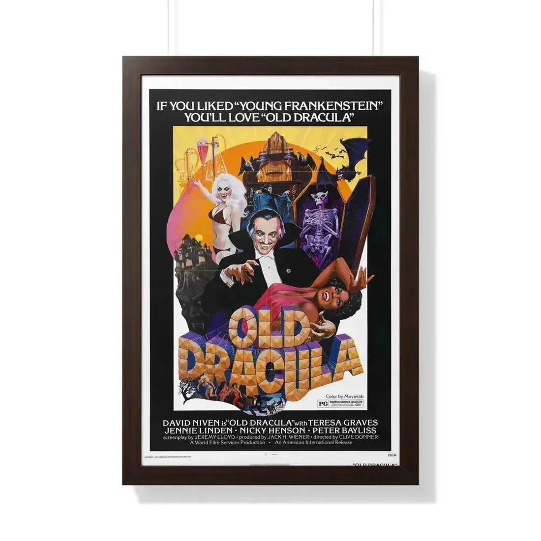 OLD DRACULA 1974 - Framed Movie Poster 20" x 30" Walnut - The Sticker Space