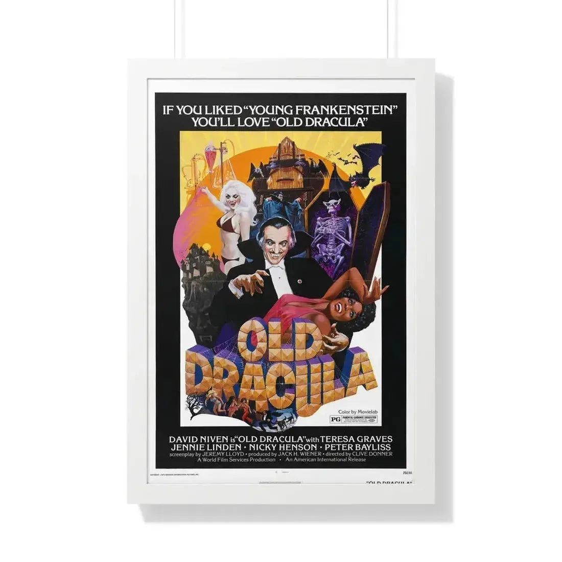 OLD DRACULA 1974 - Framed Movie Poster 20" x 30" White - The Sticker Space