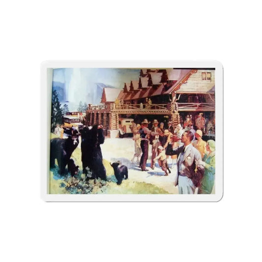 Old Faithful Inn by Fred Mizen 1931 (Magazine Illustration) Refrigerator Magnet 6 Inch - The Sticker Space
