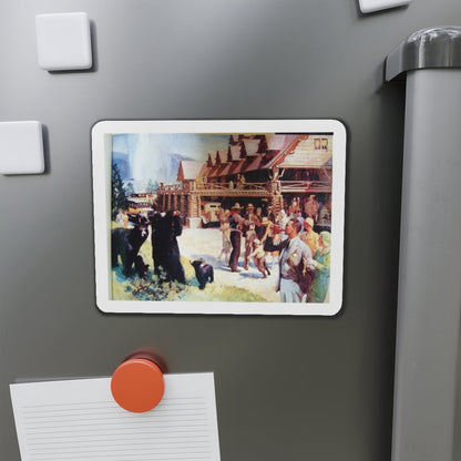 Old Faithful Inn by Fred Mizen 1931 (Magazine Illustration) Refrigerator Magnet-The Sticker Space