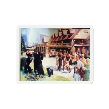 Old Faithful Inn by Fred Mizen 1931 (Magazine Illustration) Refrigerator Magnet - The Sticker Space