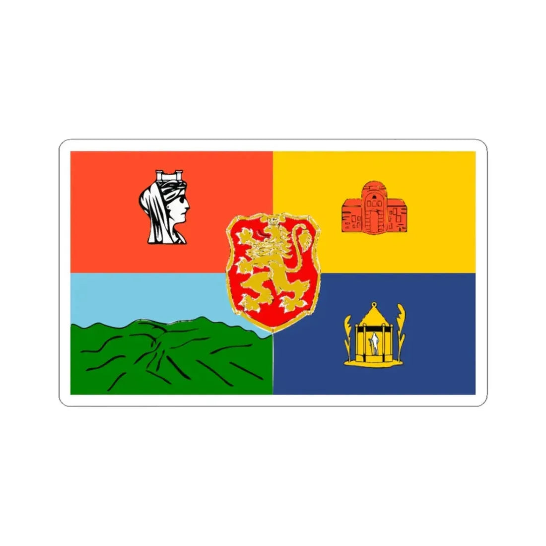 Old Flag of Sofia (Bulgaria) STICKER Vinyl Kiss-Cut Decal 3 Inch White - The Sticker Space