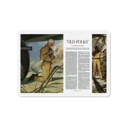 Old Folks, Collier's, April 12, 1952 (Magazine Illustration) Refrigerator Magnet 2 Inch - The Sticker Space