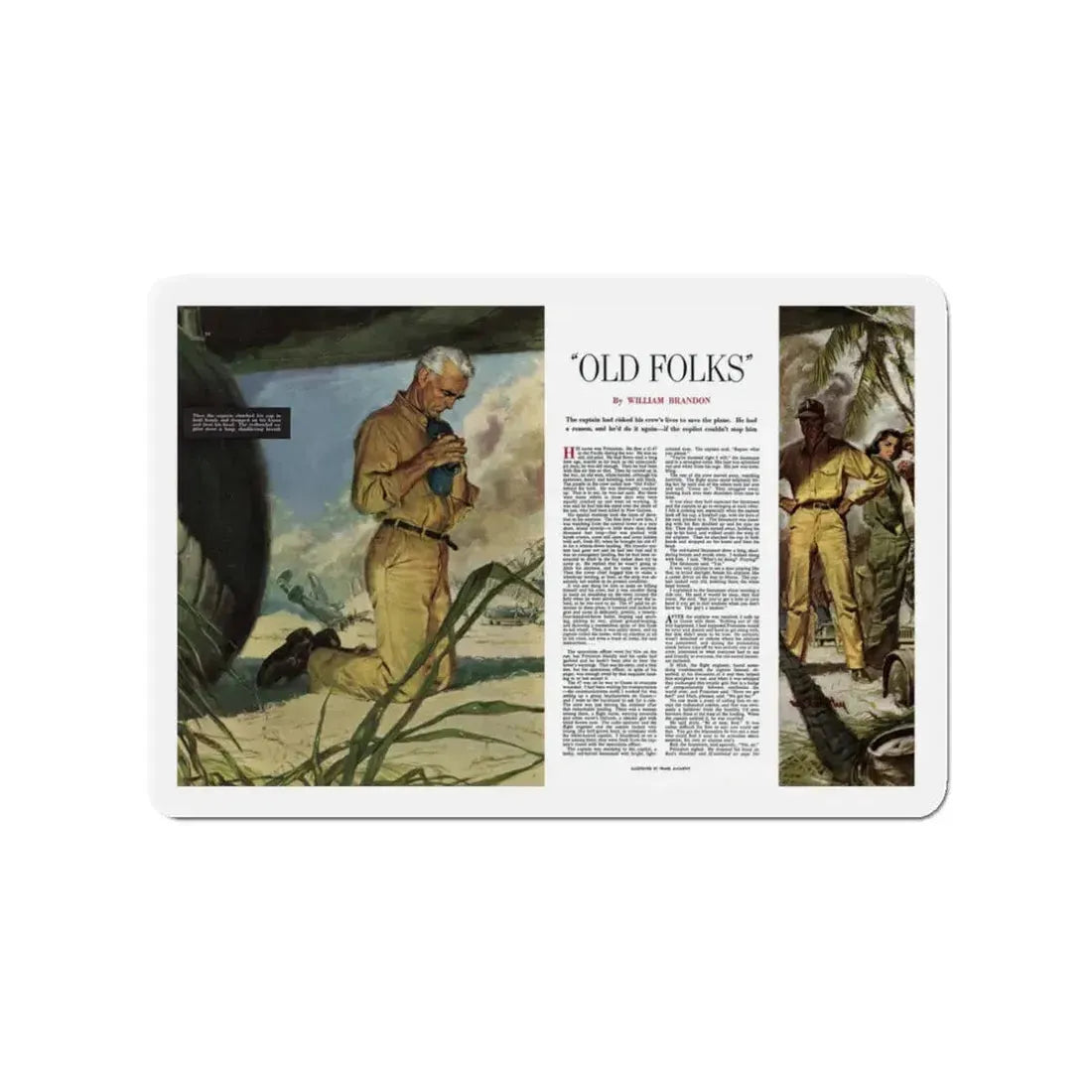 Old Folks, Collier's, April 12, 1952 (Magazine Illustration) Refrigerator Magnet 3 Inch - The Sticker Space