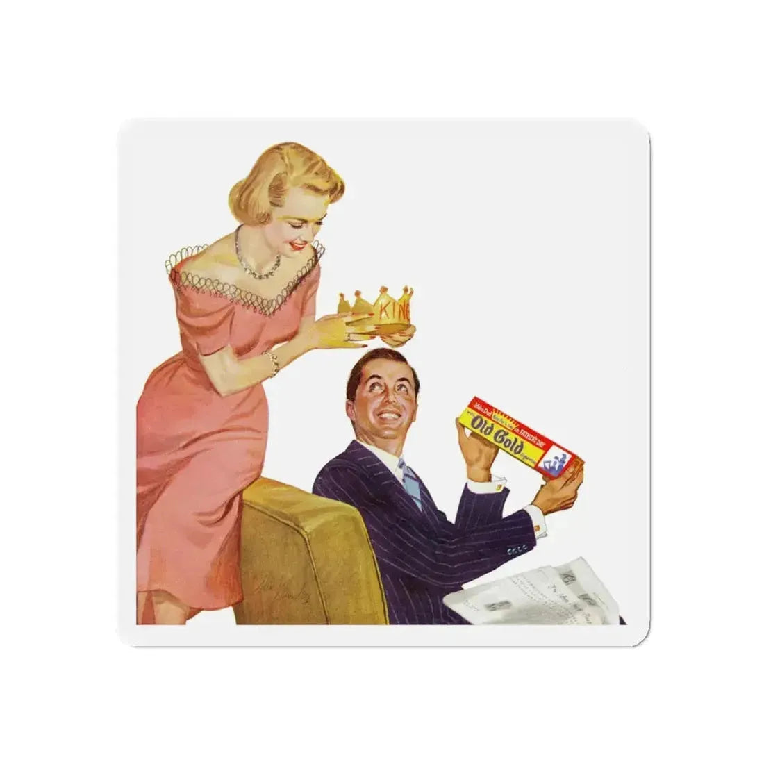 Old Gold cigarette ad, Woman's Day, June 1952 (Magazine Illustration) Refrigerator Magnet 6 Inch - The Sticker Space