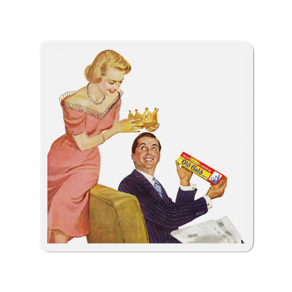 Old Gold cigarette ad, Woman's Day, June 1952 (Magazine Illustration) Refrigerator Magnet-3" x 3"-The Sticker Space