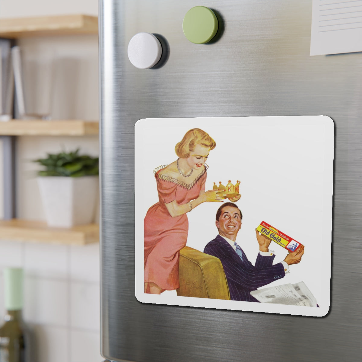 Old Gold cigarette ad, Woman's Day, June 1952 (Magazine Illustration) Refrigerator Magnet-The Sticker Space