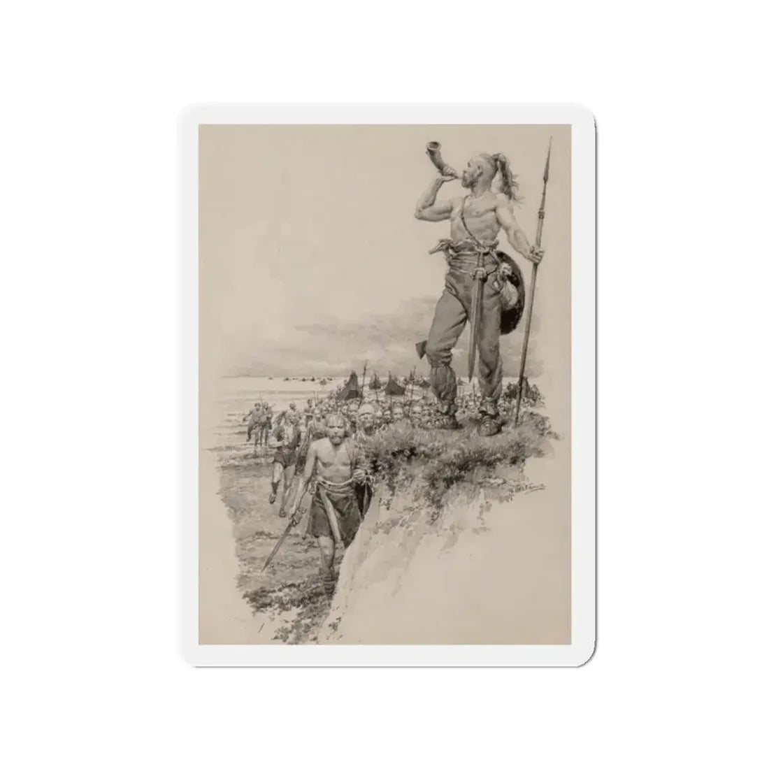 Old Tales Re-told, Britannia and Eve magazine interior illustration, May 1, 1940 (Magazine Illustration) Refrigerator Magnet 2 Inch - The Sticker Space