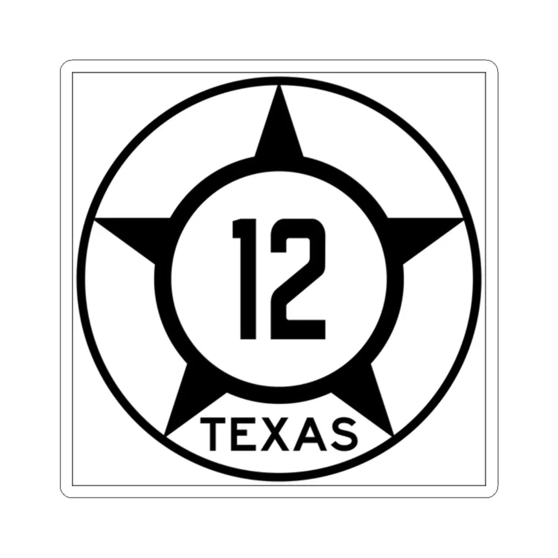Old Texas 12 (Texas) (Road Sign) STICKER Vinyl Kiss-Cut Decal 2 Inch White - The Sticker Space
