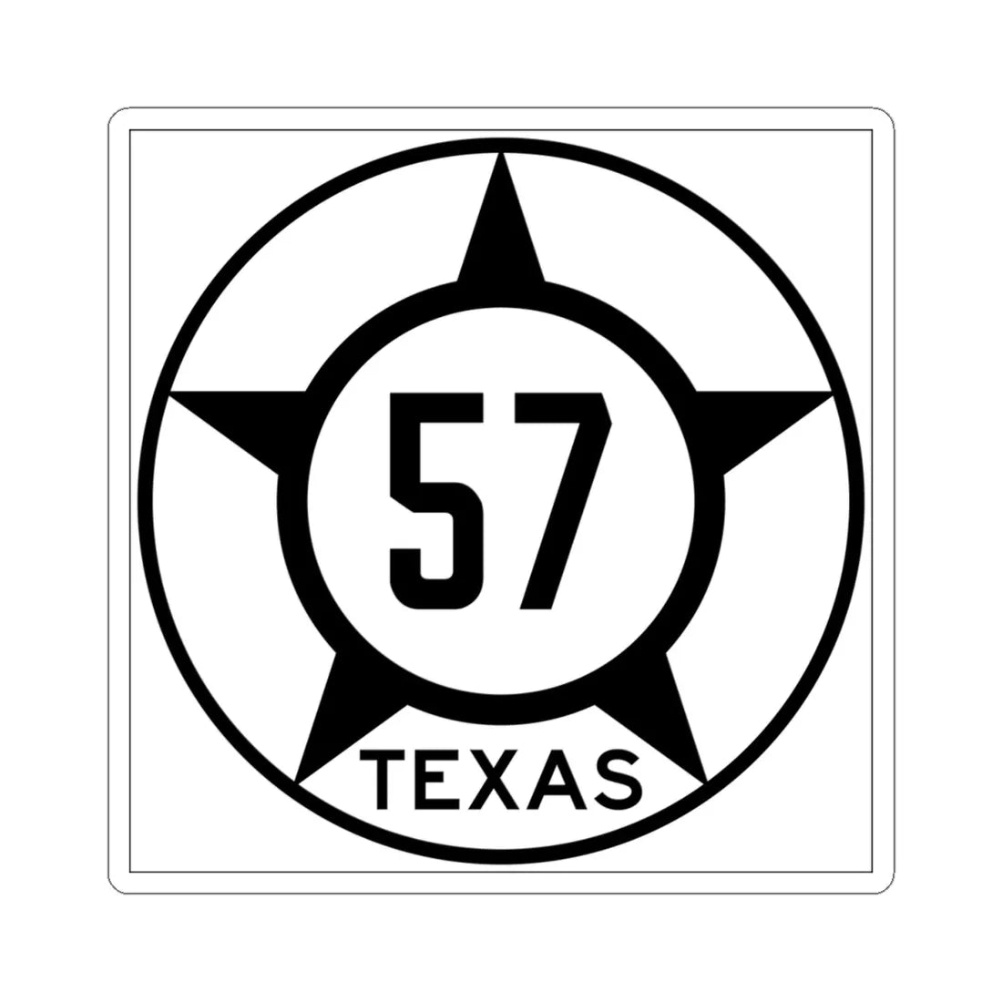Old Texas 57 (Texas) (Road Sign) STICKER Vinyl Kiss-Cut Decal 4 Inch White - The Sticker Space