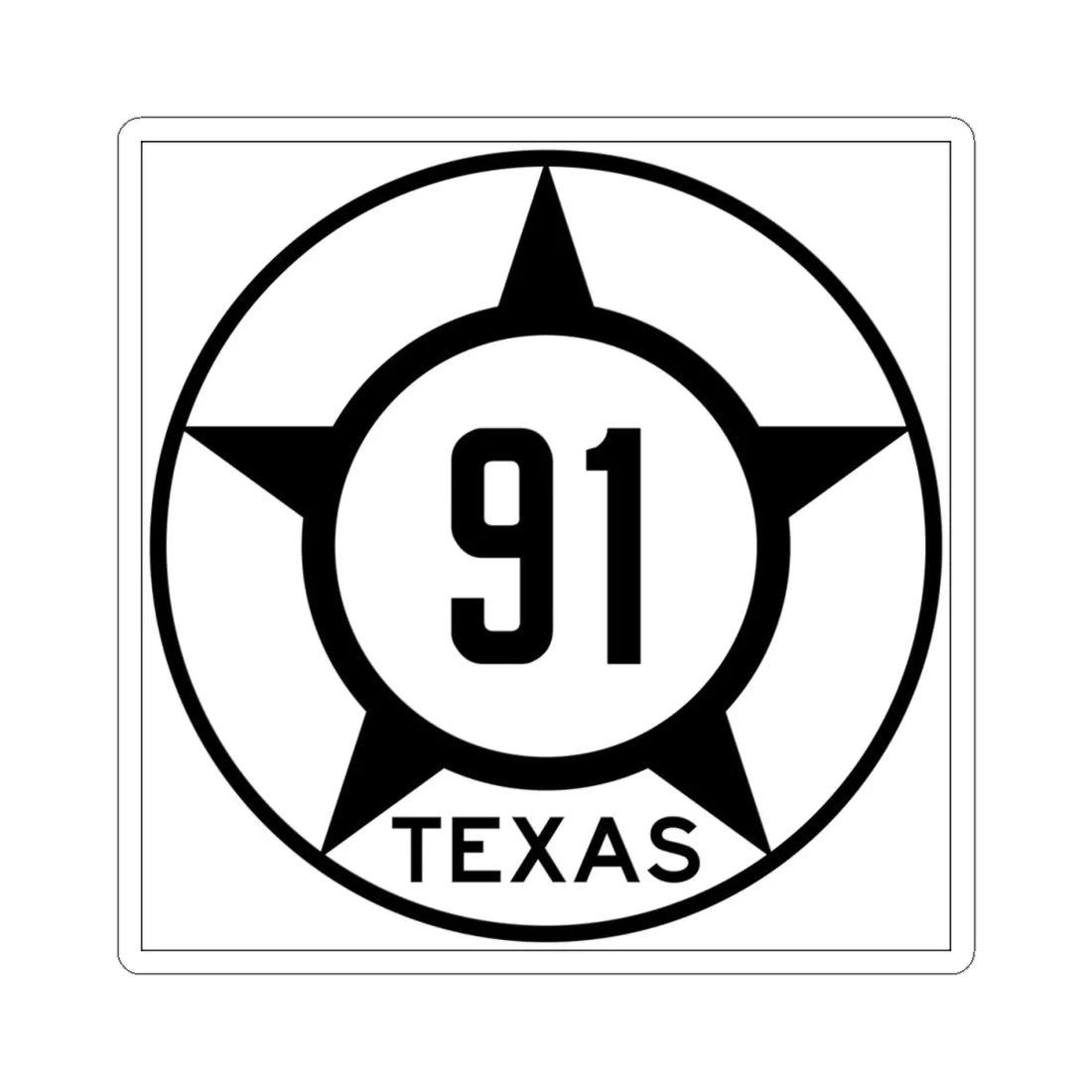 Old Texas 91 (Texas) (Road Sign) STICKER Vinyl Kiss-Cut Decal 4 Inch White - The Sticker Space
