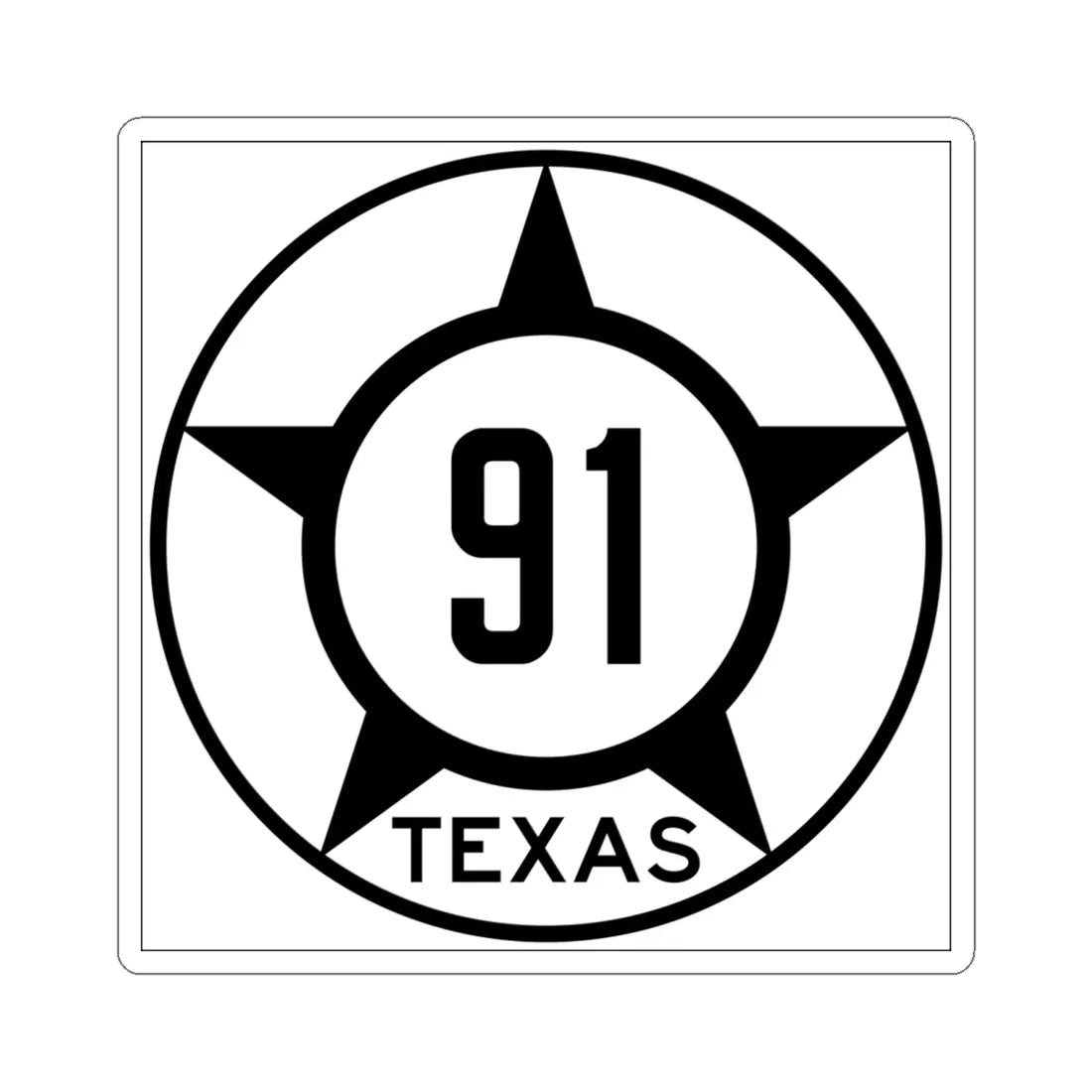 Old Texas 91 (Texas) (Road Sign) STICKER Vinyl Kiss-Cut Decal 6 Inch White - The Sticker Space