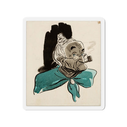 Old Woman with Pipe Illustration (Magazine Illustration) Refrigerator Magnet-3" x 3"-The Sticker Space