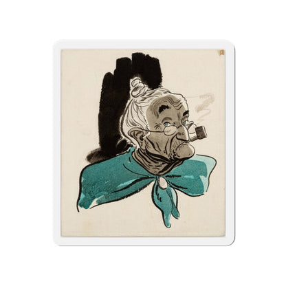 Old Woman with Pipe Illustration (Magazine Illustration) Refrigerator Magnet-4" x 4"-The Sticker Space