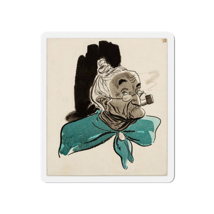 Old Woman with Pipe Illustration (Magazine Illustration) Refrigerator Magnet-5" x 5"-The Sticker Space