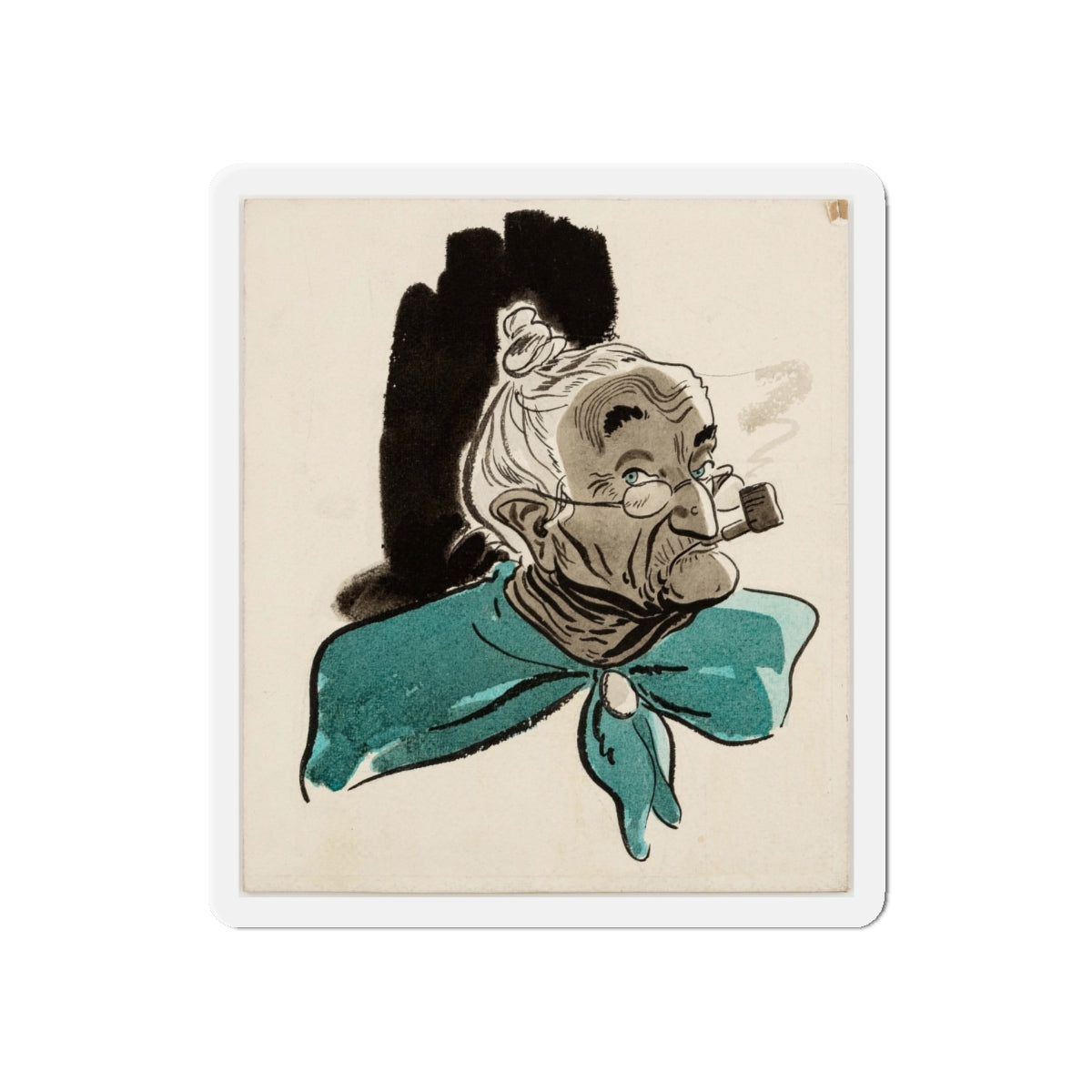 Old Woman with Pipe Illustration (Magazine Illustration) Refrigerator Magnet-6 × 6"-The Sticker Space