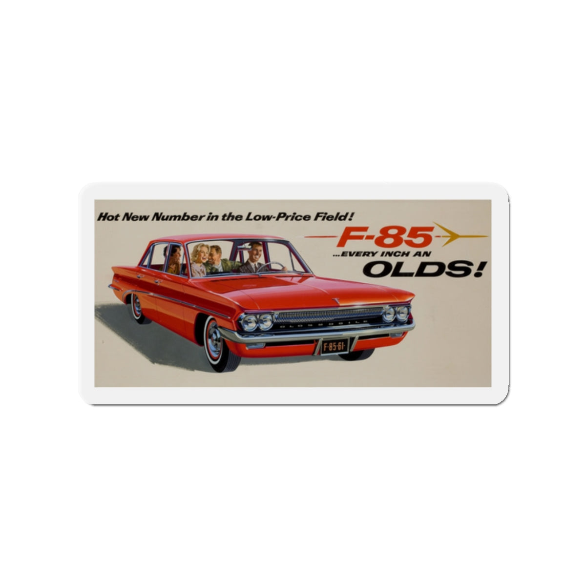 Oldsmobile F-85 advertisement (Magazine Illustration) Refrigerator Magnet-2" x 2"-The Sticker Space