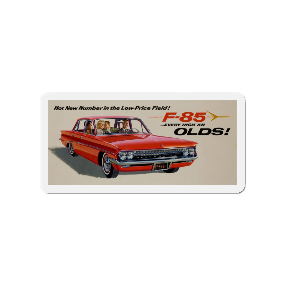 Oldsmobile F-85 advertisement (Magazine Illustration) Refrigerator Magnet-4" x 4"-The Sticker Space