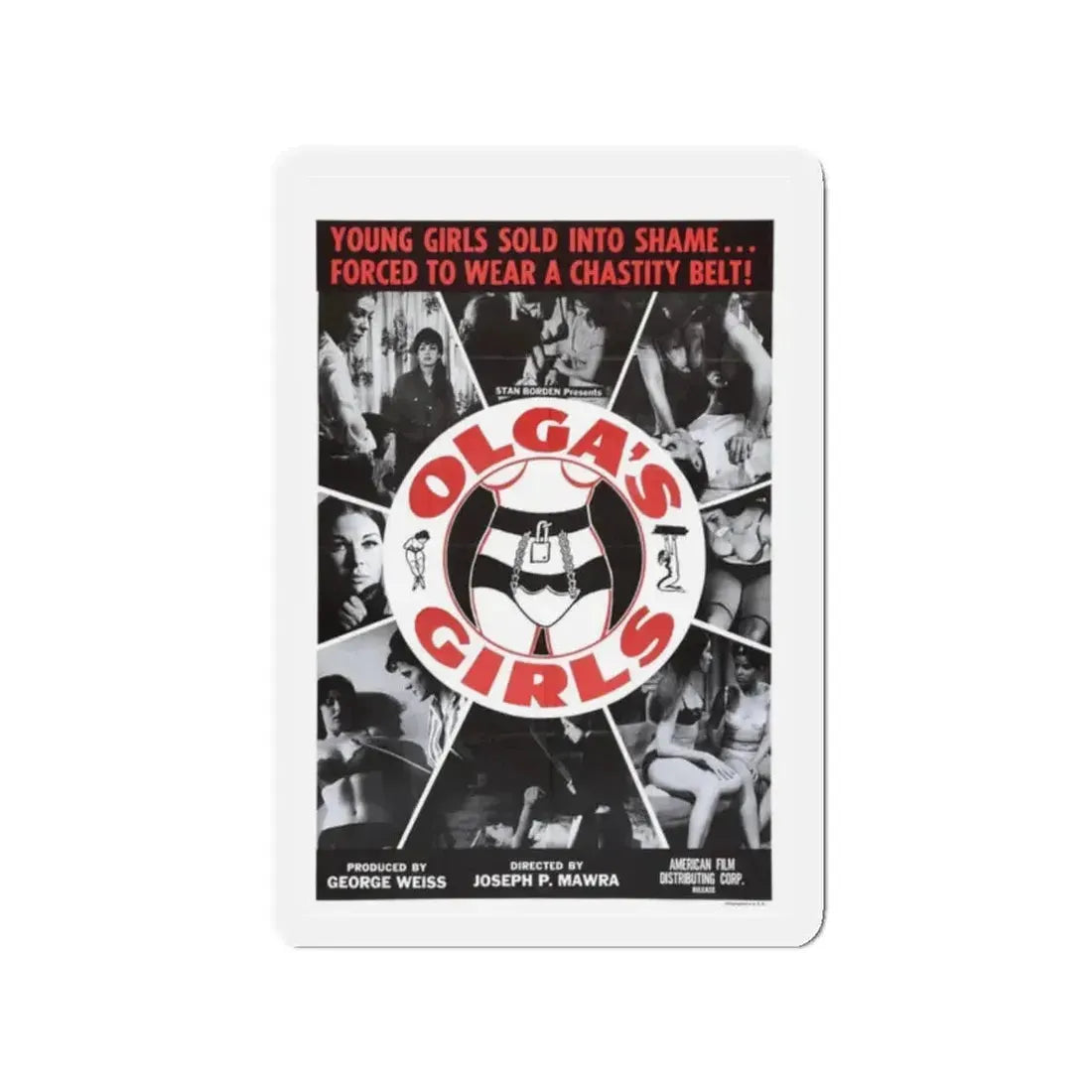 OLGA'S GIRLS 1964 Movie Poster - Refrigerator Magnet 2 Inch Die-Cut - The Sticker Space