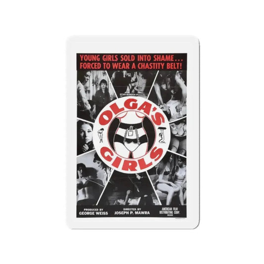 OLGA'S GIRLS 1964 Movie Poster - Refrigerator Magnet 2 Inch Die-Cut - The Sticker Space
