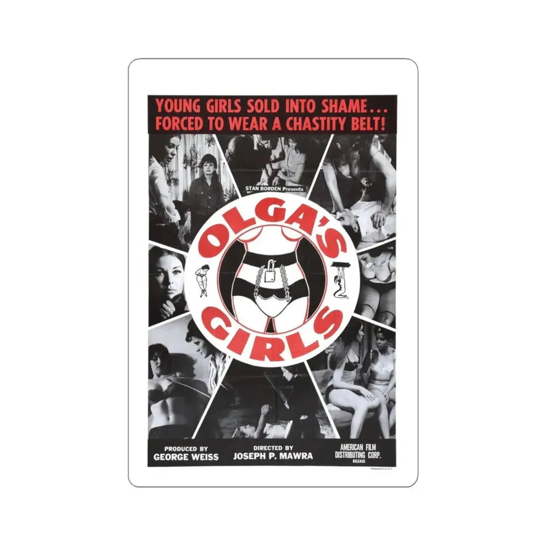 OLGA'S GIRLS 1964 Movie Poster - STICKER Vinyl Kiss-Cut Decal 4 Inch White - The Sticker Space