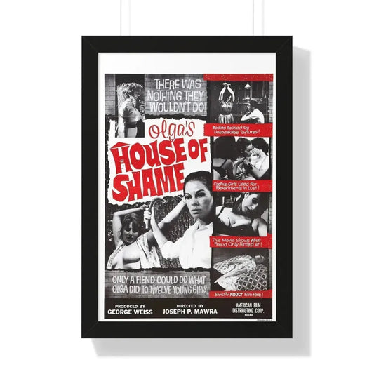 OLGA'S HOUSE OF SHAME 1964 - Framed Movie Poster 16″ x 24″ Black - The Sticker Space